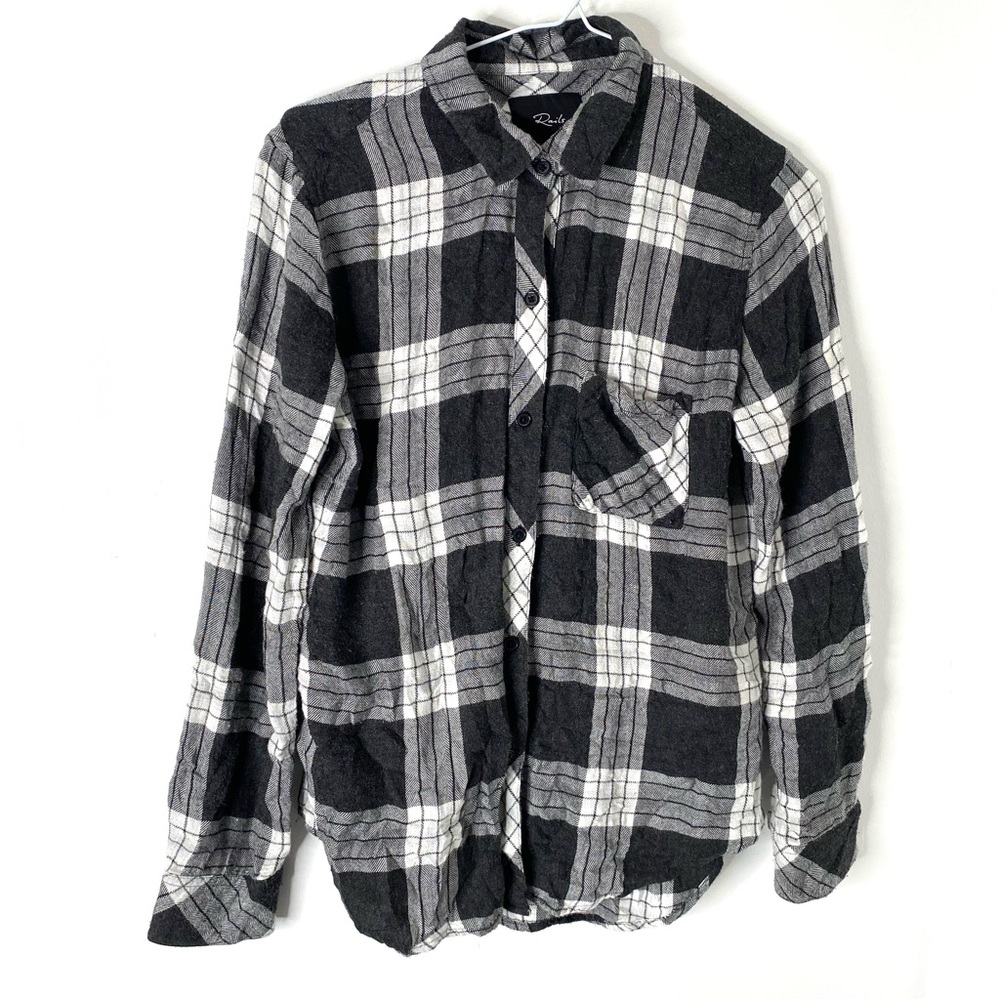 RAILS Hunter Black White Plaid Button Front Shirt